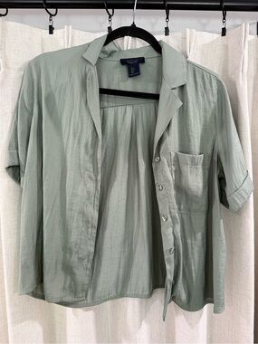 RACHEL Rachel Roy Short-Sleeve Shirt Jacket in Sage